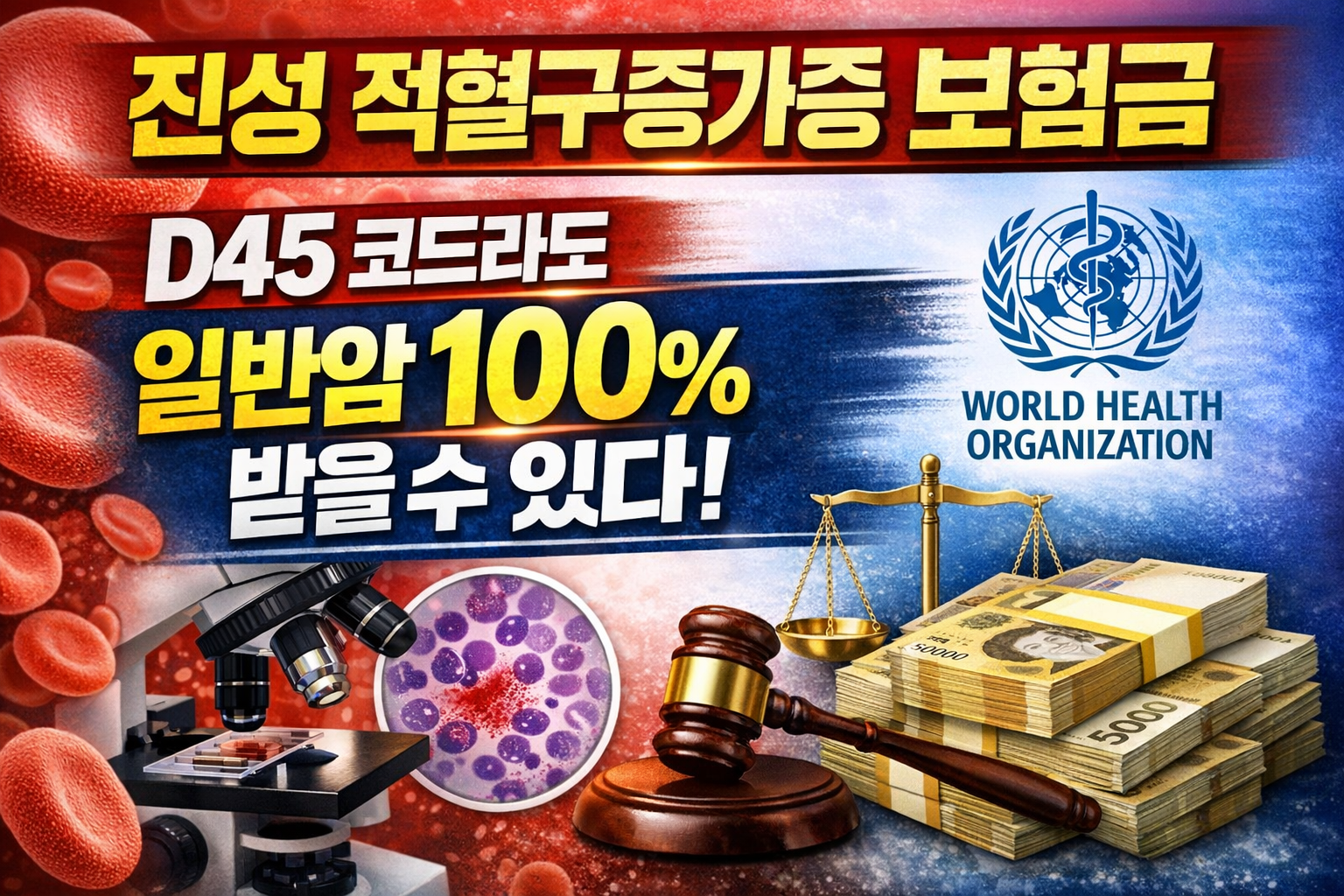 진성 적혈구증가증 보험금 D45 코드 일반암 100% 지급 기준 설명 이미지