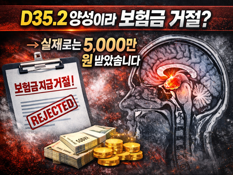 뇌하수체 선종 일반암 D35.2 보험금 지급 사례 설명 이미지