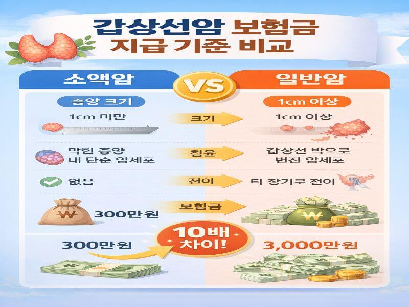 갑상선암 보험금은 소액암과 일반암 기준에 따라 지급 금액이 크게 달라집니다.