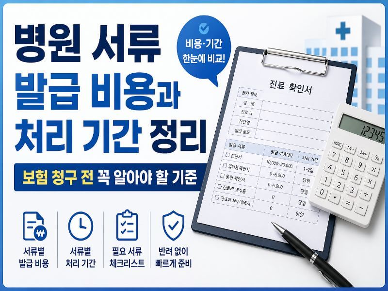 병원 서류 발급 비용 처리 기간