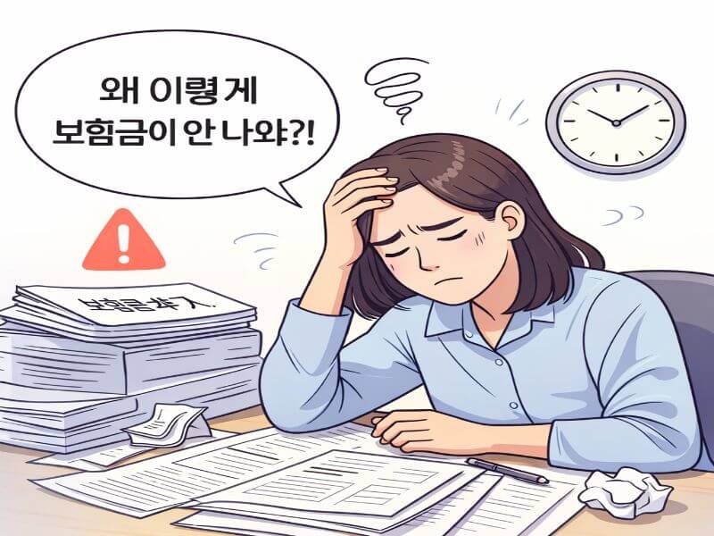보험금 지급 지연 이유로 스트레스를 받는 상황