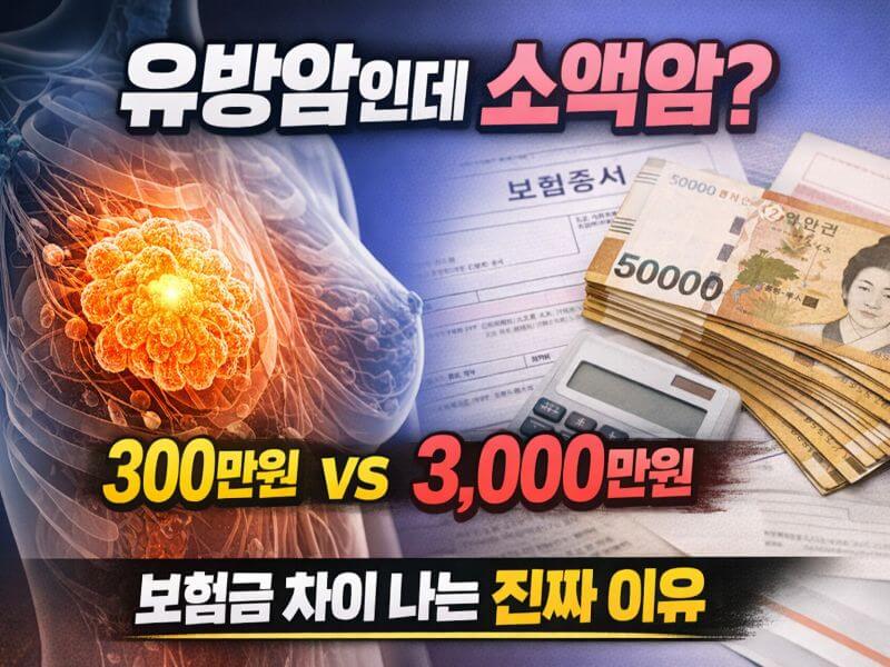 유방암 소액암 보험금 차이 300만원과 3000만원 비교 이미지