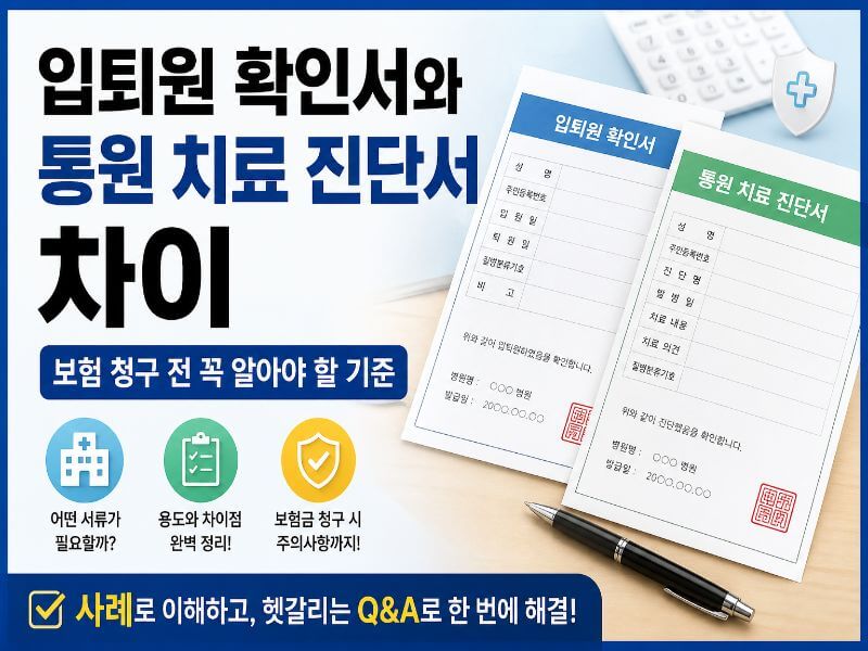 입퇴원 확인서 통원 치료 진단서 차이