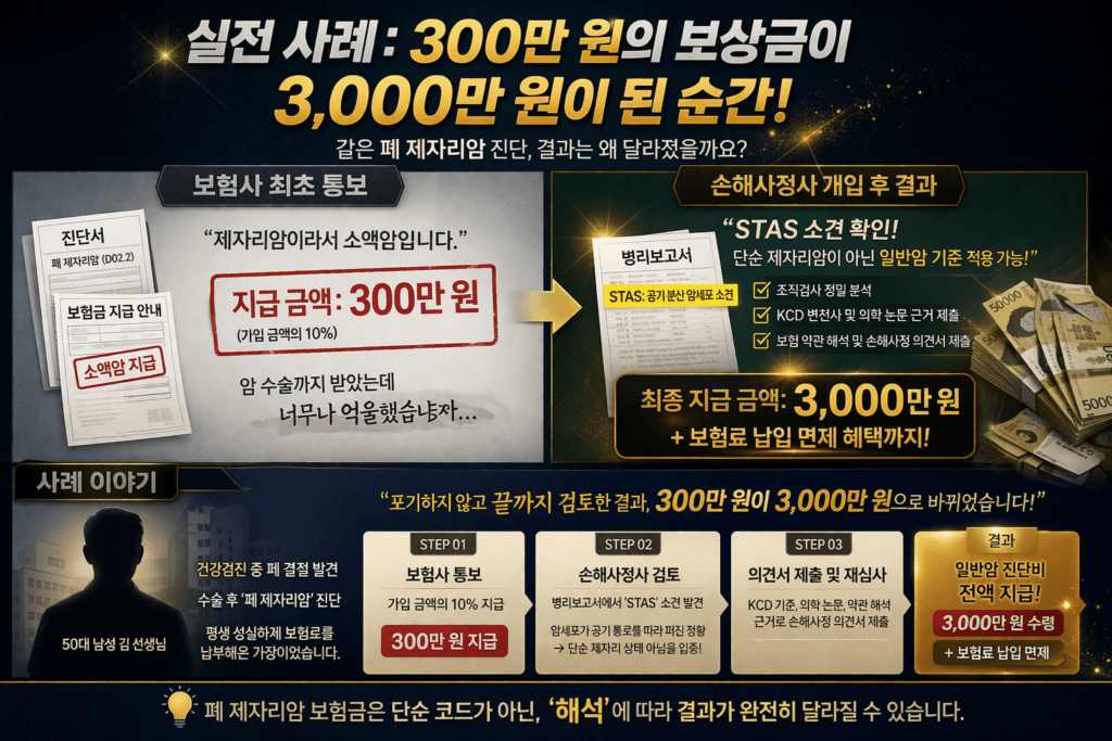 폐 제자리암 보험금 사례 300만 원에서 3000만 원으로 증가한 실제 사례