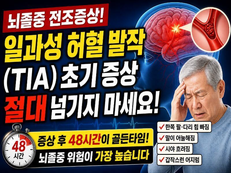 일과성 허혈 발작 초기 증상과 골든타임 48시간 설명 이미지